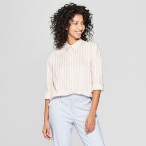 🖤3FOR30!  A New Day Women's Pink Striped Long Sleeve Shirt